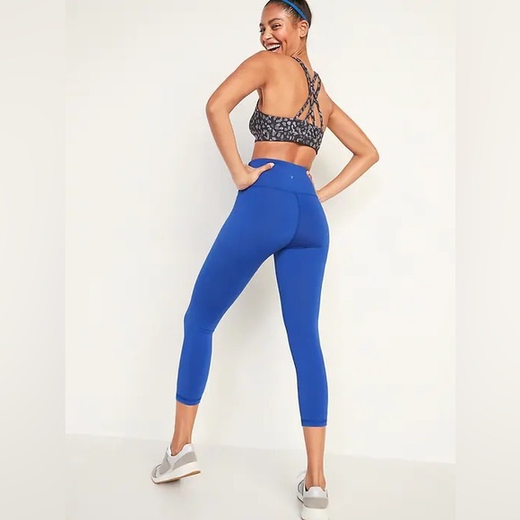 Old Navy Active Blue Go-Dry Elevate High-Waisted Crop Leggings - Picture 11 of 11